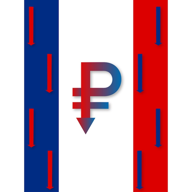 Vetor grátis rublo russo azul vermelho fundo branco banner de design de mídia social vetor grátis