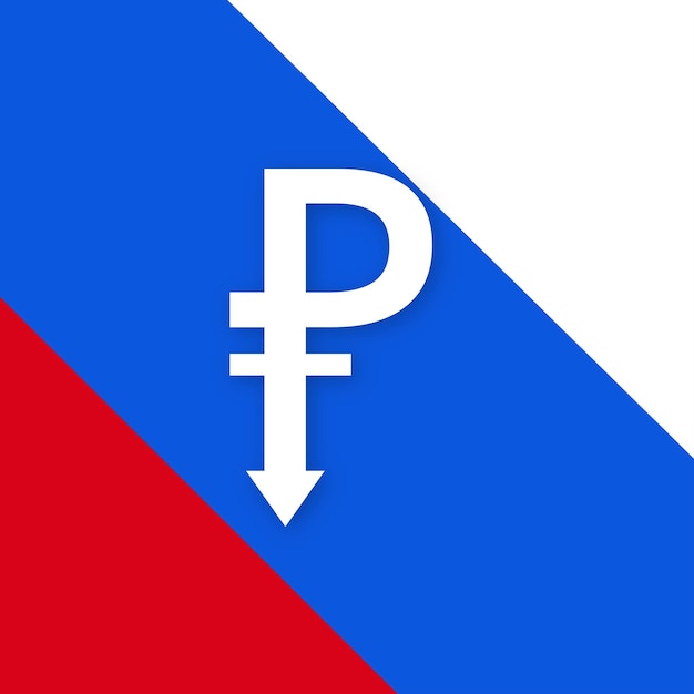 Rublo russo azul vermelho fundo branco banner de design de mídia social Vetor grátis