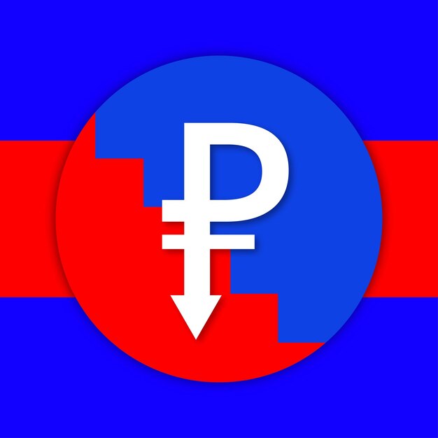 Rublo russo azul vermelho fundo branco banner de design de mídia social Vetor grátis
