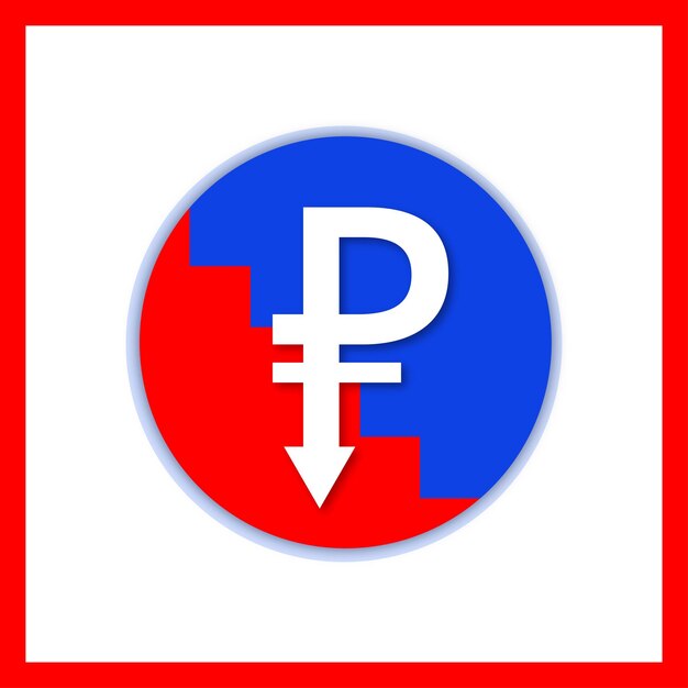 Rublo russo vermelho azul fundo branco banner de design de mídia social Vetor grátis