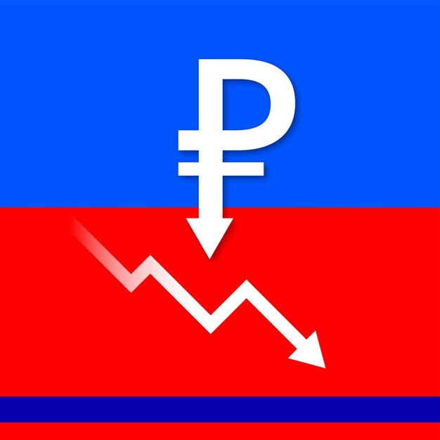 Rublo russo vermelho azul fundo branco banner de design de mídia social Vetor grátis