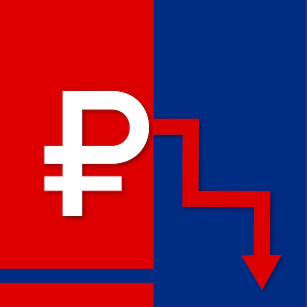 Rublo russo vermelho branco fundo azul banner de design de mídia social Vetor grátis
