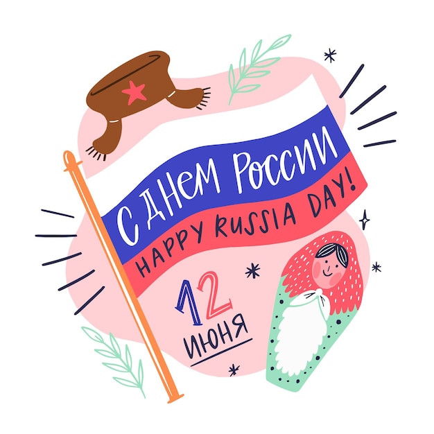 Rússia dia evento mão desenhada design