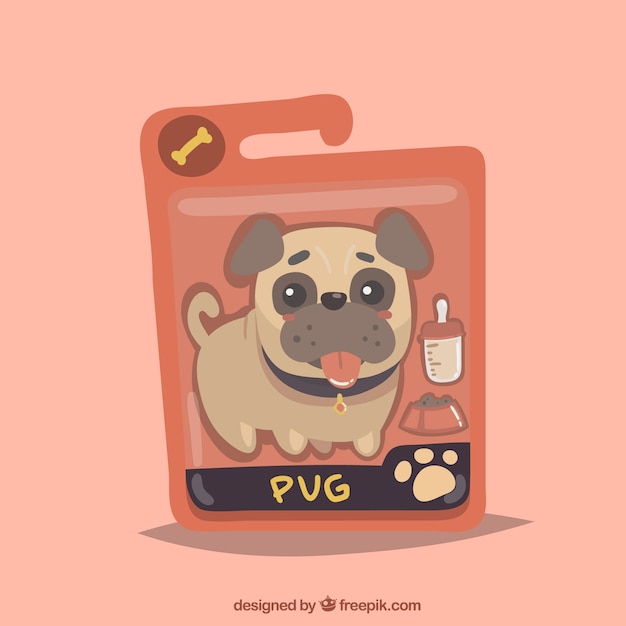 Saco de comida para cães com pug bonito