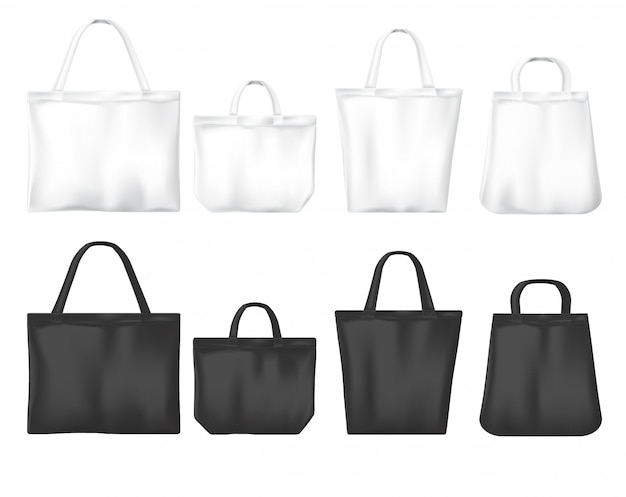 Sacos ecológicos de compras em branco e preto