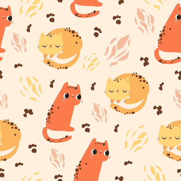 Vetor grátis safari leopards seamless pattern