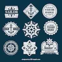 Vetor grátis sailor emblemas coleção