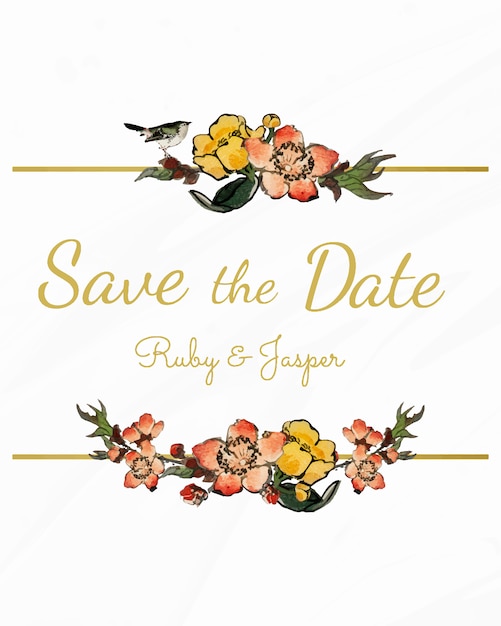 Salve a data com vetor de design floral