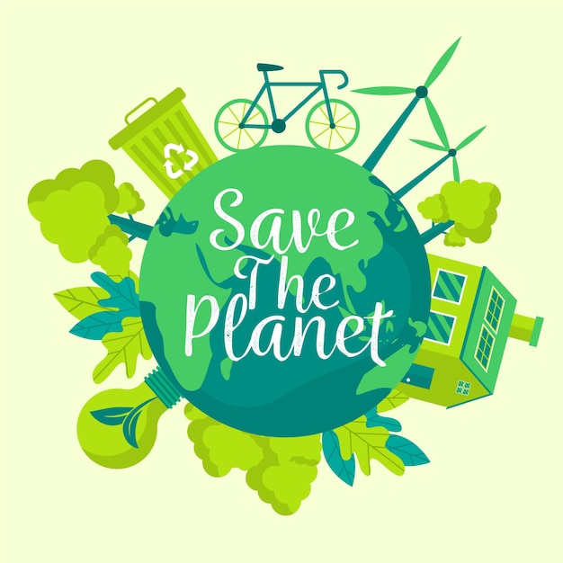 Salve o conceito de planeta com reciclagem