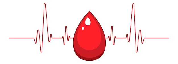 Vetor grátis sangue humano com frequência cardíaca em fundo branco