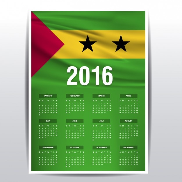 Vetor grátis são tomé e príncipe calendário de 2016