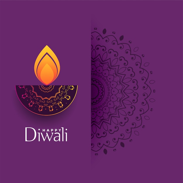 Saudação de diwali artística com decoração de mandala