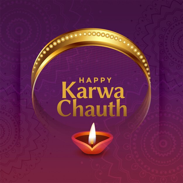 Saudação de festival indiano lindo karwa chauth com elementos decorativos