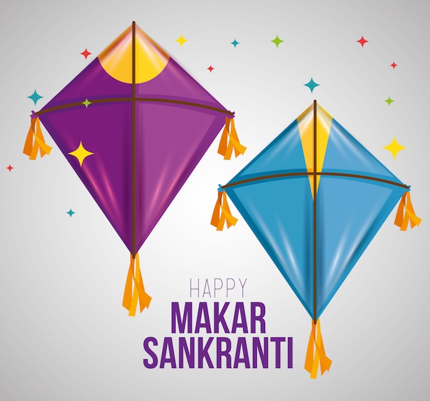 Saudação de makar sankranti com pipas