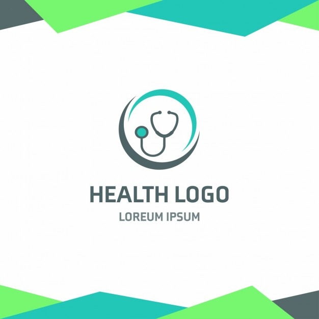 Saúde estetoscópio logotipo fundo verde