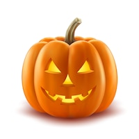 Vetor grátis scary pumpkin halloween lanterna vetor realista