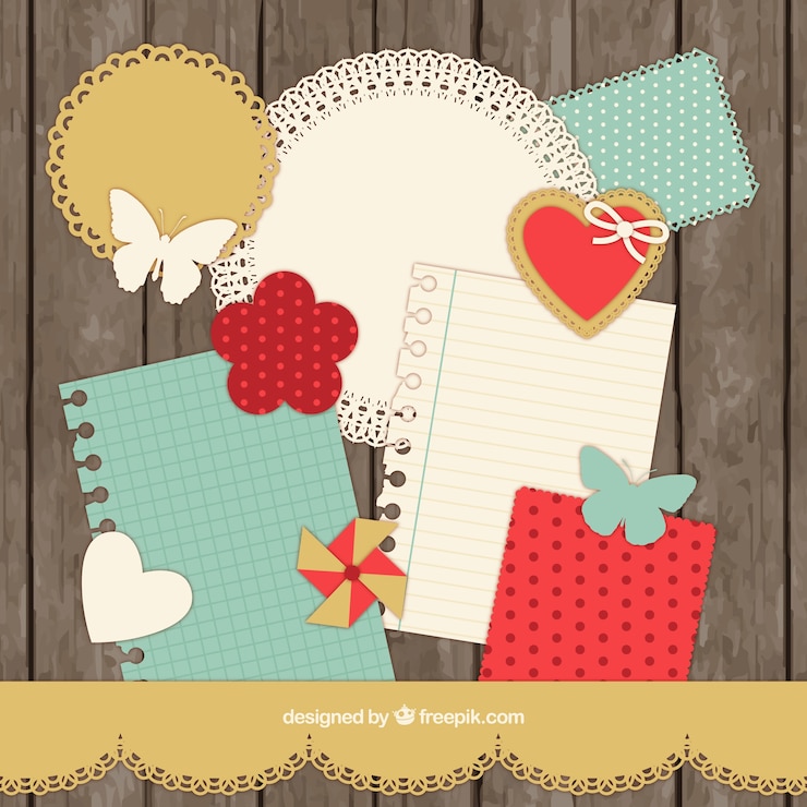 Vetor grátis scrapbooking coleção no estilo retro
