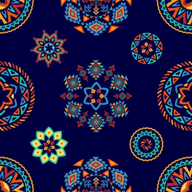 Seamless pattern of redondos geométrica elementos decorativos étnicos coloridos brilhantes