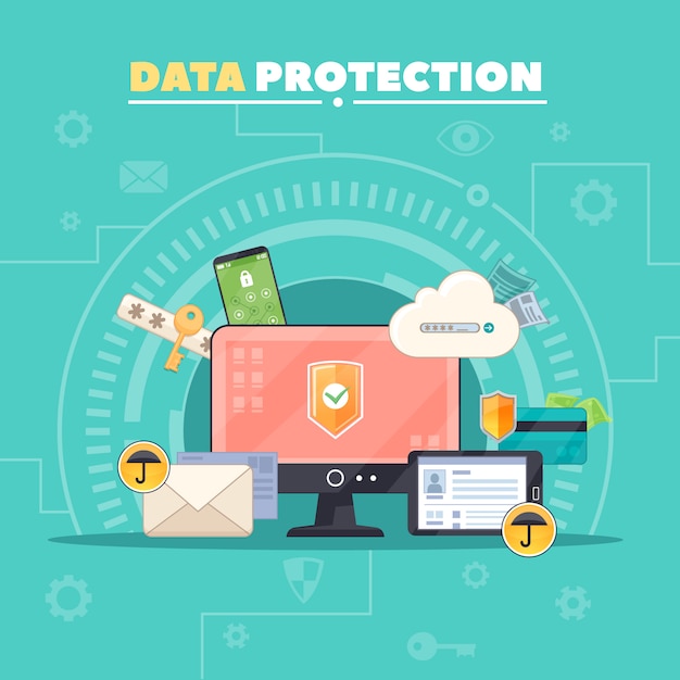 Vetor grátis segurança de comunicações por computador e proteção de dados privados
