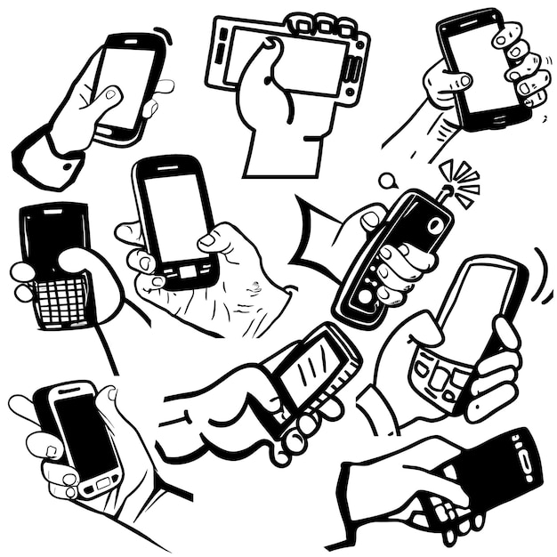 Segure a ilustração móvel do telefone de mão