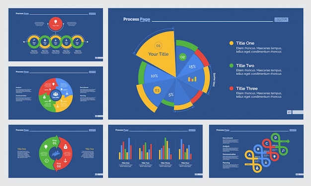 Seis conjuntos de modelos de slides de estatísticas