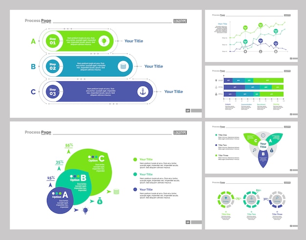 Seis conjuntos de modelos de slides de estatísticas