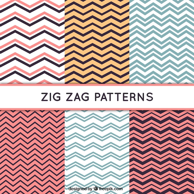 Seis padrões de zig zag