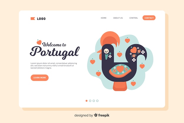 Vetor grátis seja bem-vindo à página de destino de portugal