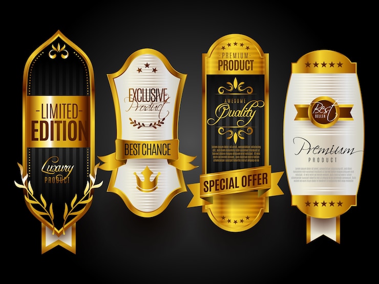 Vetor grátis selar emblemas de ouro de qualidade premium