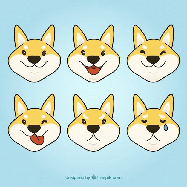 Vetor grátis seleção bonito de emoticons cão