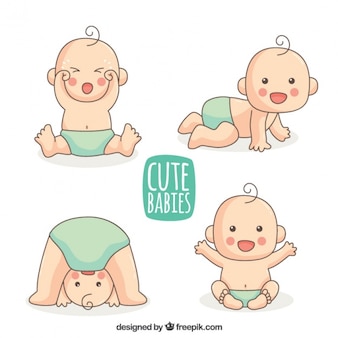 Seleção de bebê desenhado à mão com tecido azul