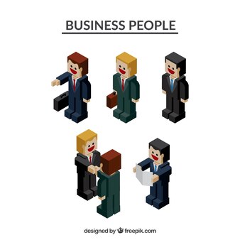 Seleção de empresários em estilo isométrica