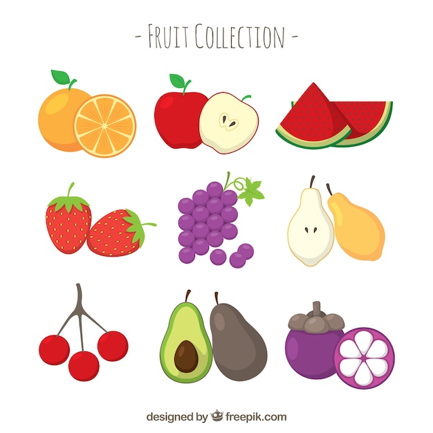 Vetor grátis seleção de frutas planas