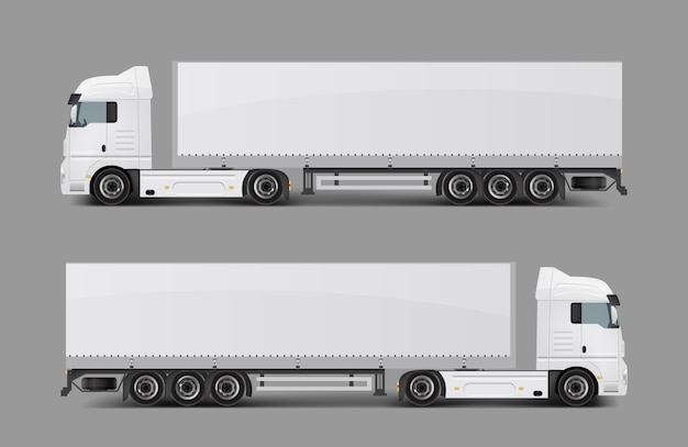 Semi-caminhão de carga com vetor realista de reboque