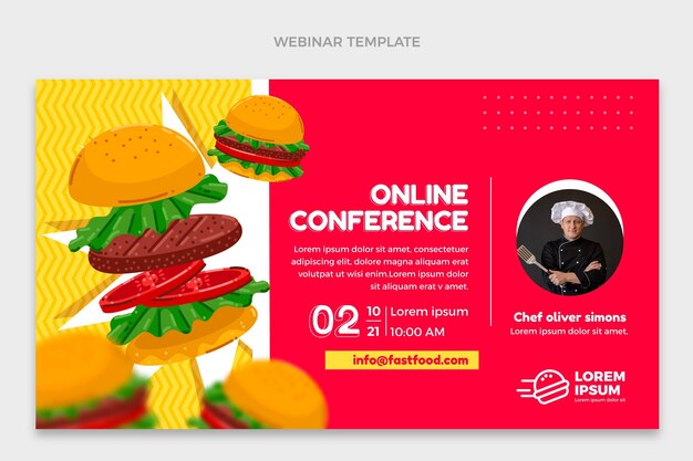Seminário on-line de conferência gastronômica de design plano