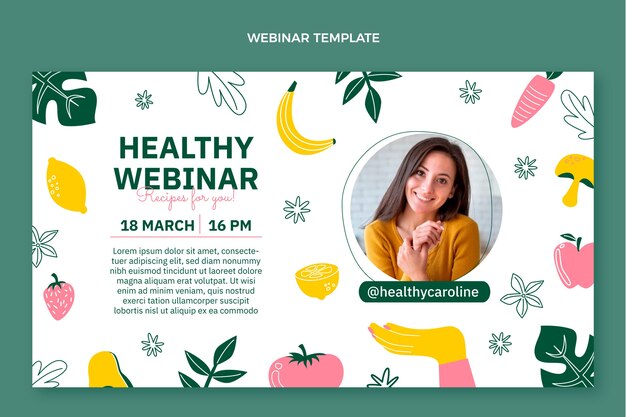 Seminário on-line sobre comida saudável em design plano