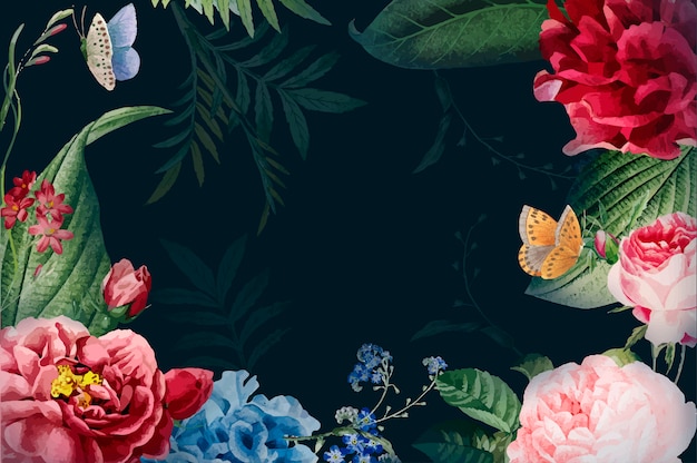 Vetor grátis sempre florescendo ilustração de moldura floral