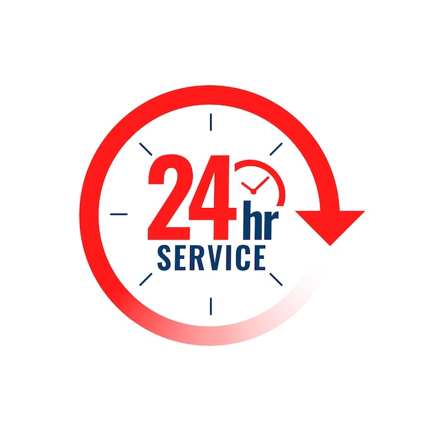 Vetor grátis serviço aberto todos os dias durante 24 horas fundo com sinal de relógio