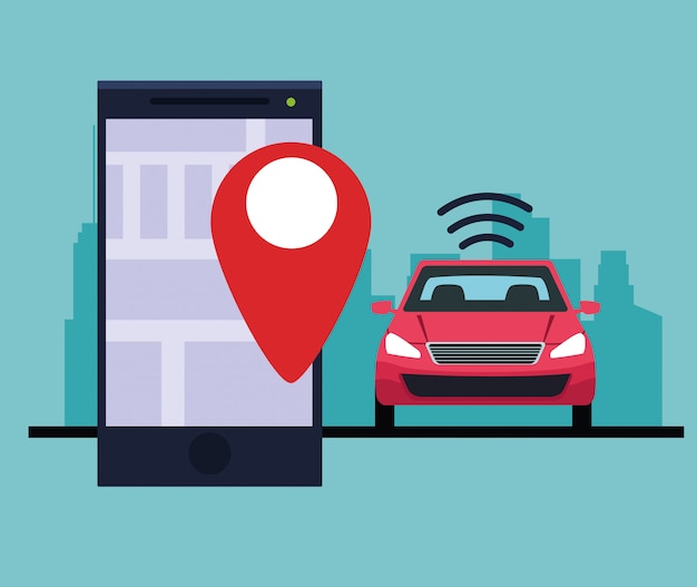 Serviço de carro de localização por gps