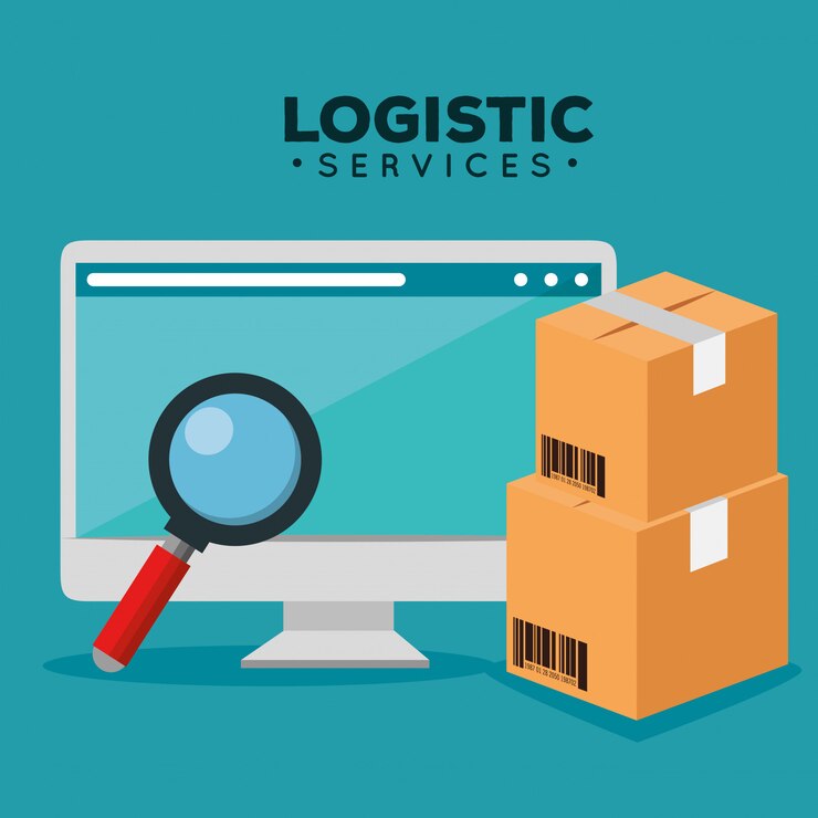 Vetor grátis serviços de logística com computador