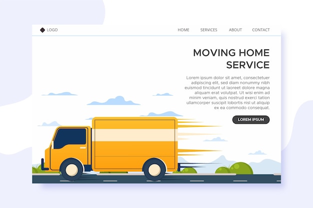 Vetor grátis serviços de mudança de casa - página de destino