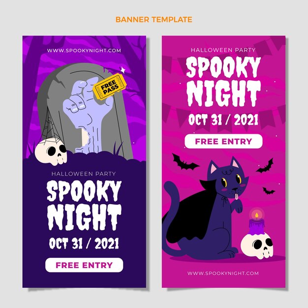 Set de bandeiras verticais de Halloween desenhadas à mão