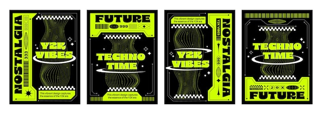 Vetor grátis set de banners tecnológicos estéticos do y2k