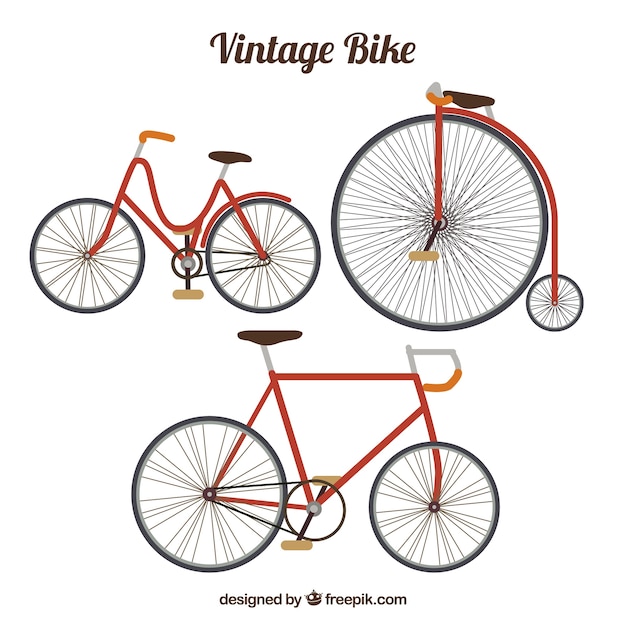 Vetor grátis set de bicicleta retro