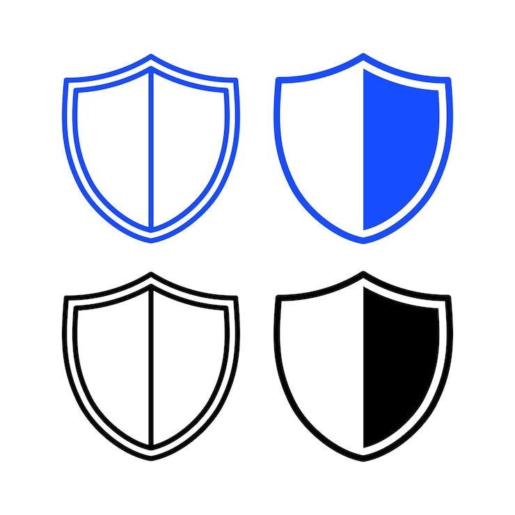 Vetor grátis set de meia sombra de escudo
