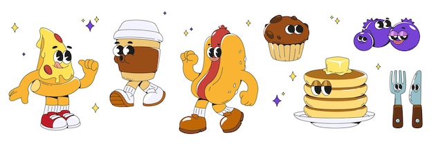 Set de personagens de desenhos animados