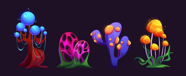 Set de plantas de cor de néon mágico