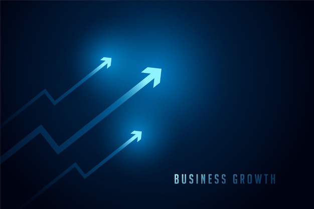 Seta de crescimento brilhante de empresa corporativa mostrando vetor de tendência econômica