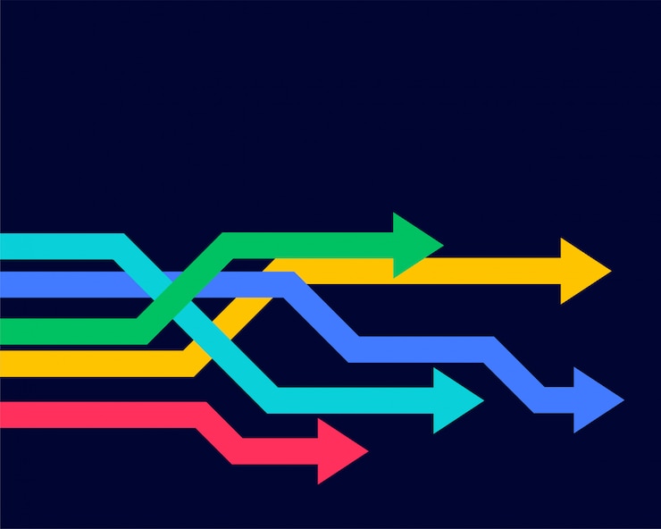 Vetor grátis setas geométricas coloridas em frente