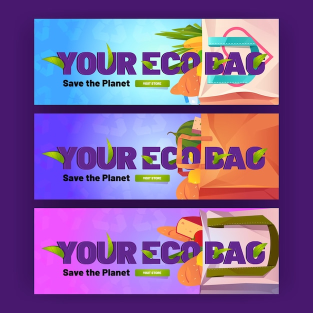 Seus banners de desenho de saco ecológico com pacotes de compras